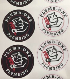 Client wanted 2 versions of the same logo. Plumb-One Plumbing stickers