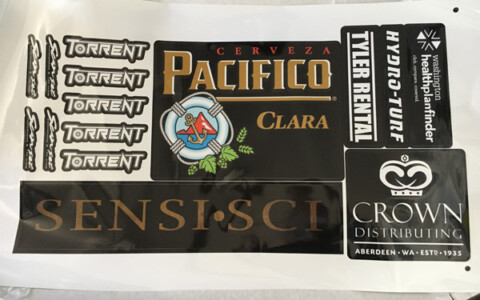 for the Grayland Open Jet Ski Competition. Event sponsor stickers