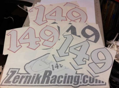 Race numbers plotter cut with vinyl. Race numbers