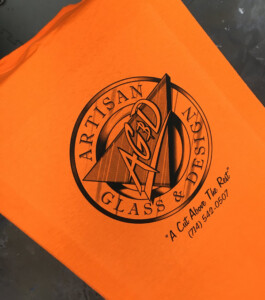 Artisan Glass and Design employee work shirts. Artisan Glass and Design