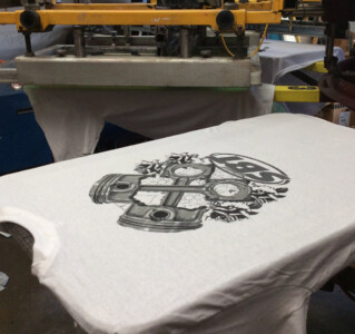 SBT out of Clearwater, FL. SBT Piston themed men's t-shirt design