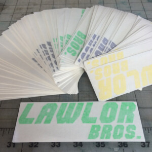 We can handle any size decal order. Lawlor Bros Decals