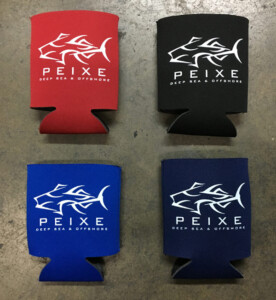 Ink color white, use multi color koozie colors to versatile your collection. Peixe Koozies